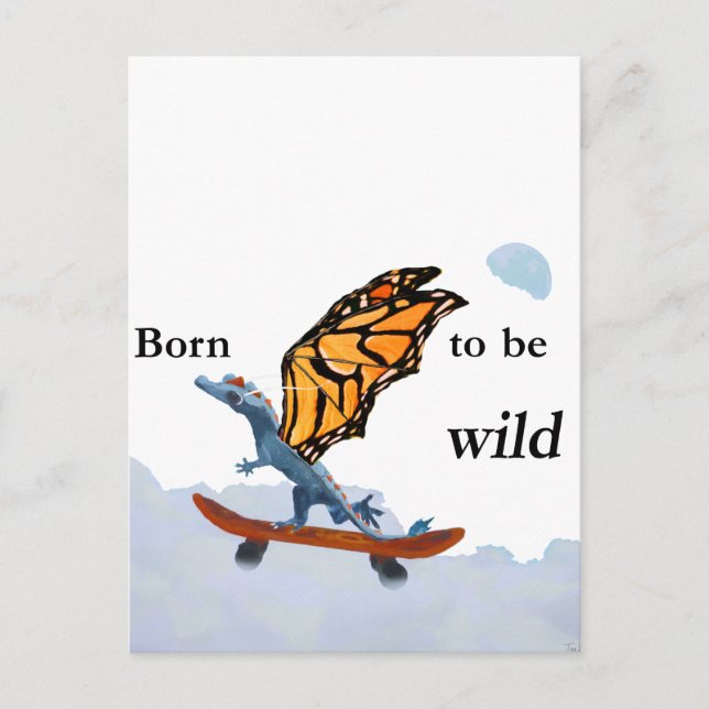 Carte Postale Dragon sur la planche à roulettes (Devant)