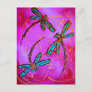Carte Postale Dragonfly Flit Electrique rose