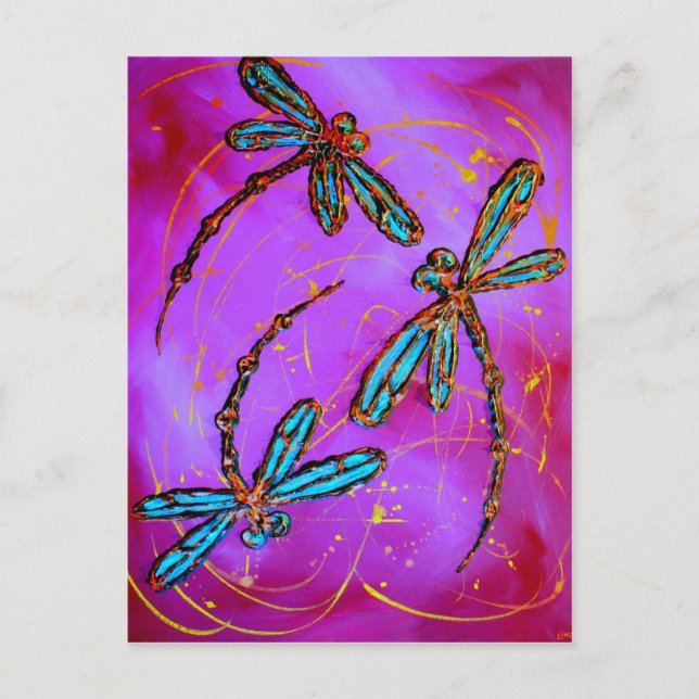 Carte Postale Dragonfly Flit Electrique rose (Devant)