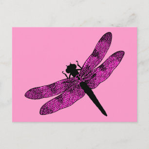 Carte Postale Dragonfly rose