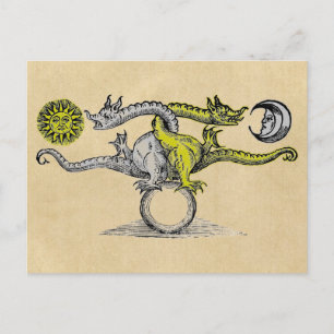 Carte Postale Dragons d'or et d'argent de l'alchimie