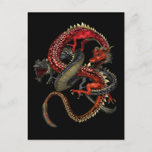 Carte Postale Dragons rouges et noirs