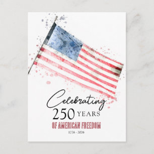 Carte Postale Drapeau Américain 250 Ans Liberté Fête du 4 Juille