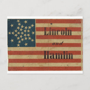 Carte Postale Drapeau américain 31 Étoile 1860 Lincoln et Hamlin