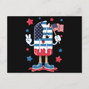 Carte Postale Drapeau américain 4 juillet Boys Kids Popsicle USA
