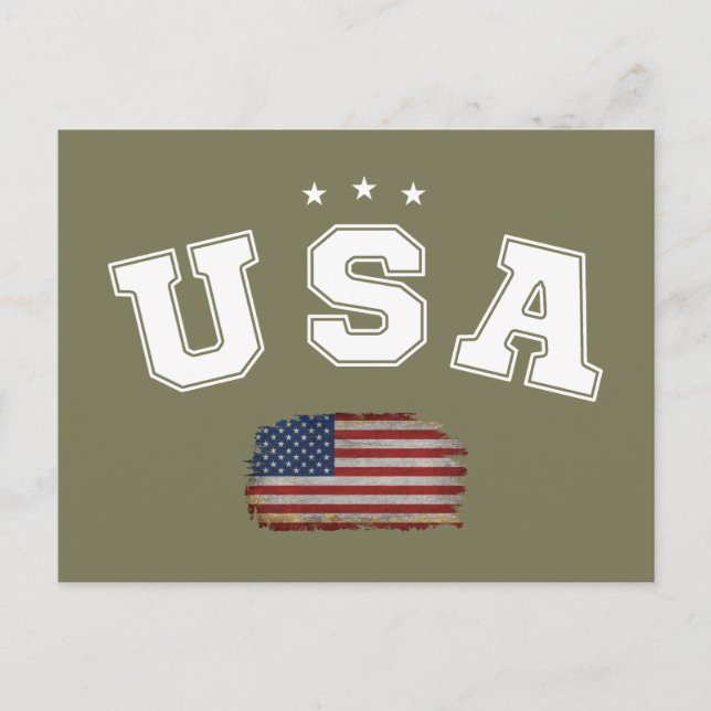 Carte Postale Drapeau américain Anciens combattants patriotiques (Devant)