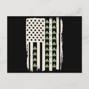 Carte Postale Drapeau américain avec trèfles pour la Saint-Patri