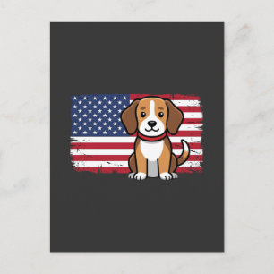 Carte Postale Drapeau Américain Chien Vectoriel Patriotique