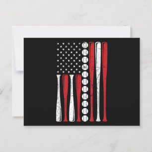 Carte Postale Drapeau américain de baseball Vintage 4 juillet