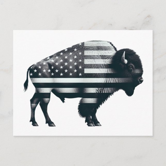 Carte Postale Drapeau américain de Buffalo patriotique (Devant)