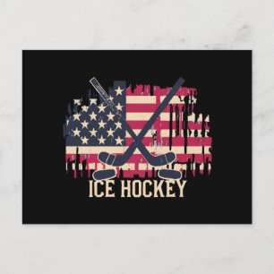 Carte Postale Drapeau américain de hockey sur glace