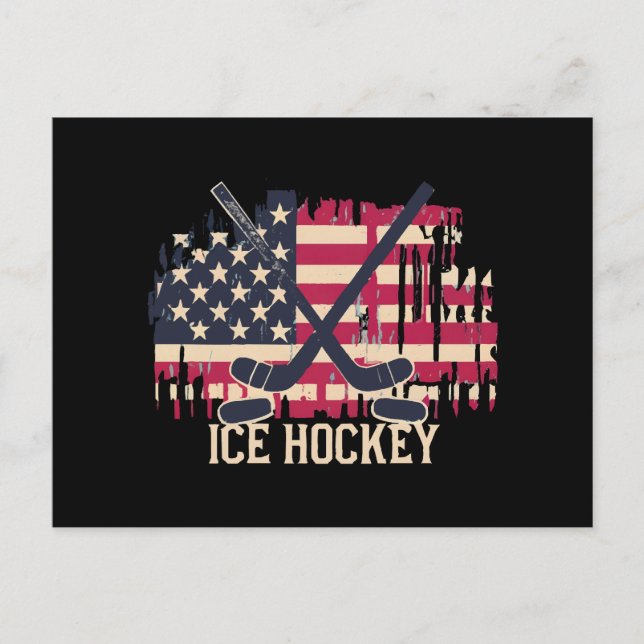 Carte Postale Drapeau américain de hockey sur glace (Devant)