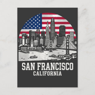 Carte Postale Drapeau américain de la ville de San Francisco Cal