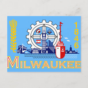 Carte Postale Drapeau américain de Milwaukee, Wisconsin