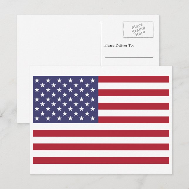 Carte Postale Drapeau américain, Drapeau des États-Unis (Devant / Derrière)