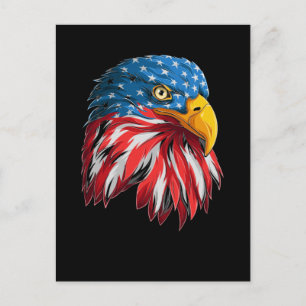 Carte Postale Drapeau américain du 4 juillet Aigle Oiseau patrio