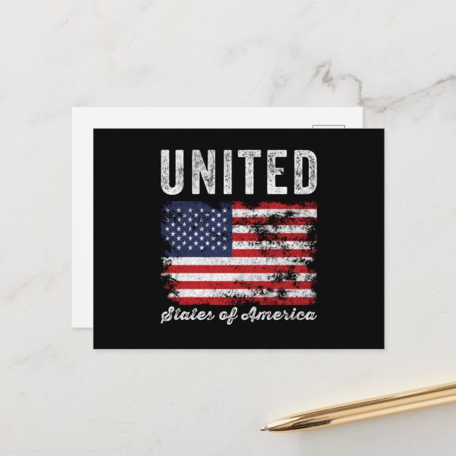 Carte Postale Drapeau américain en détresse (Devant/Arrière en situation)