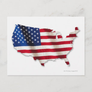 Carte Postale Drapeau américain en forme des États-Unis