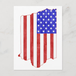 Carte Postale Drapeau américain en forme d'Iowa Hawkeye Patriot