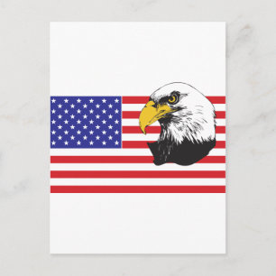 Carte Postale Drapeau américain et aigle à tête blanche