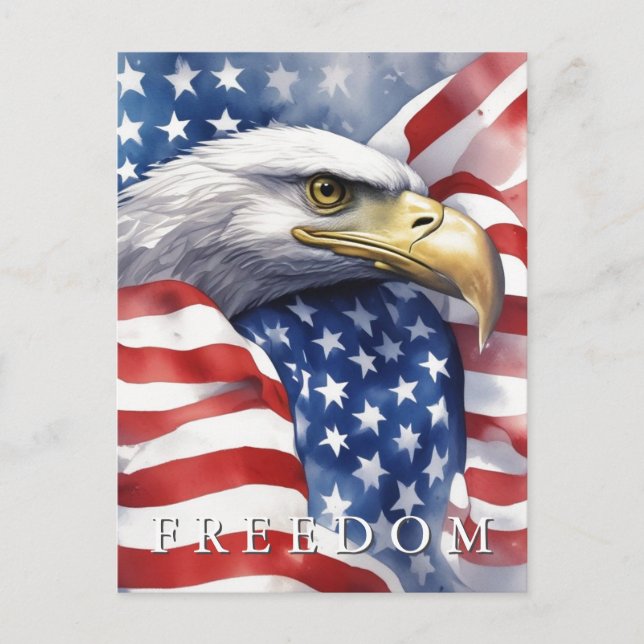 Carte Postale Drapeau américain Freedom Eagle Motivationnel Insp (Devant)