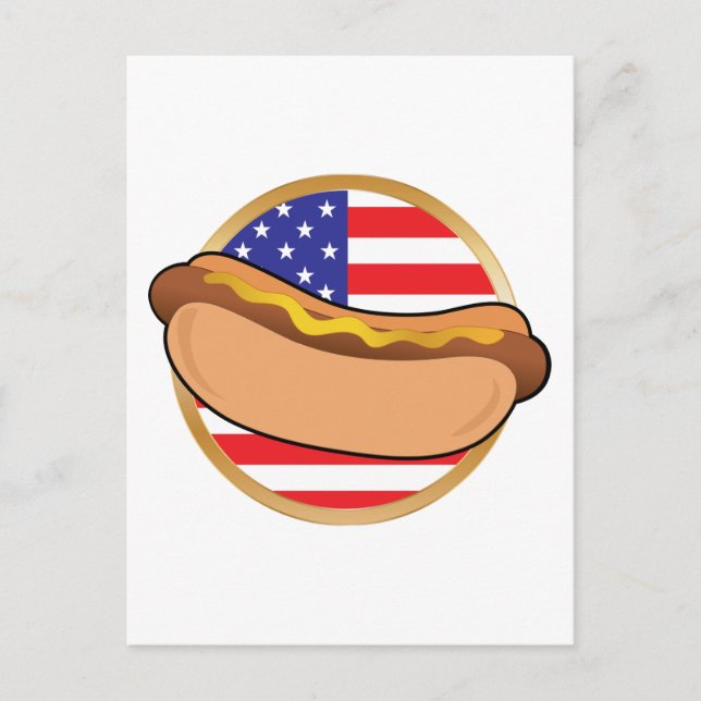 Carte Postale Drapeau américain Hot Dog (Devant)