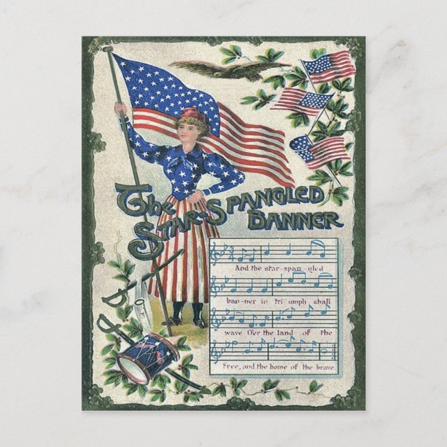 Carte Postale Drapeau américain Lady Liberty Bannière étoilée (Devant)