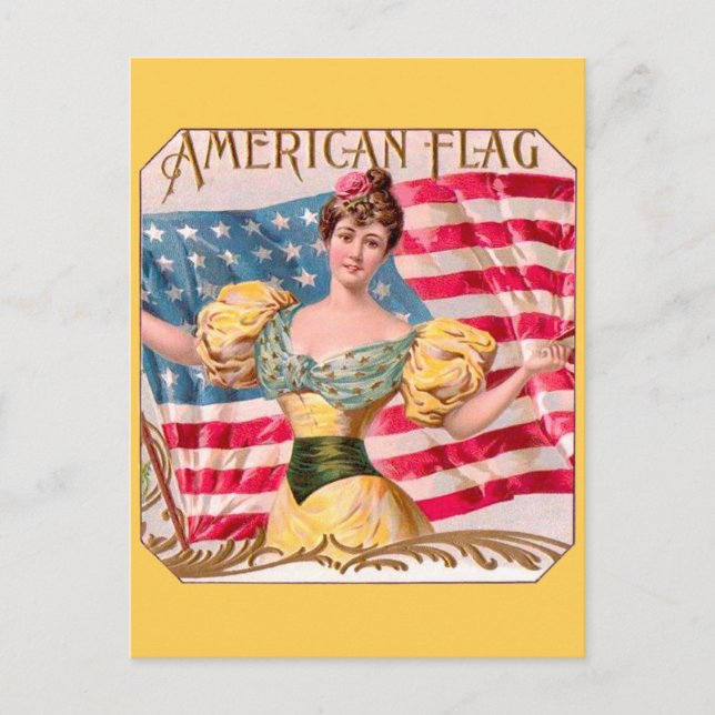 Carte Postale Drapeau américain Lady Liberty Independence (Devant)