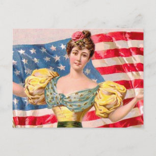 Carte Postale Drapeau américain Lady Liberty Independence