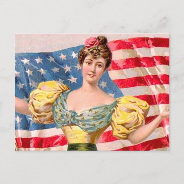 Carte Postale Drapeau américain Lady Liberty Independence (Devant)
