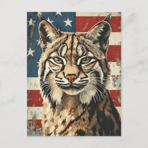 Carte Postale Drapeau américain Lynx vintage