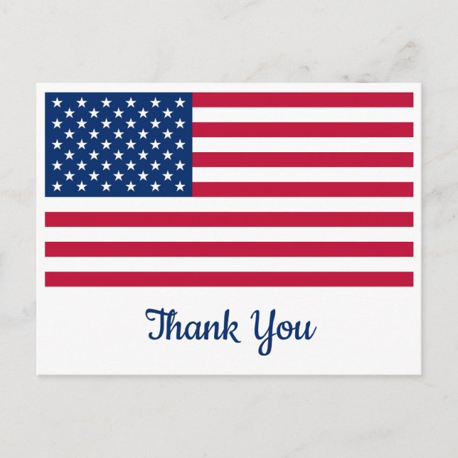 Carte Postale Drapeau américain Merci militaire personnalisé (Devant)