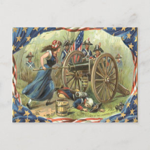 Carte Postale Drapeau américain Molly Pitcher Cannon