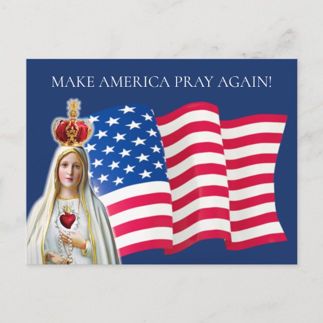 Carte Postale Drapeau américain Notre Dame de Fatima (Devant)