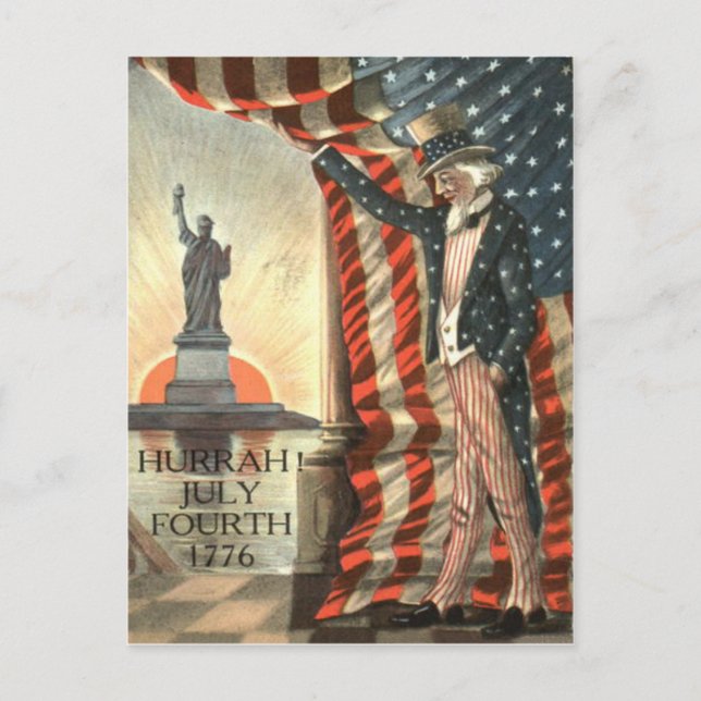 Carte Postale Drapeau américain Oncle Sam Statue de la Liberté (Devant)