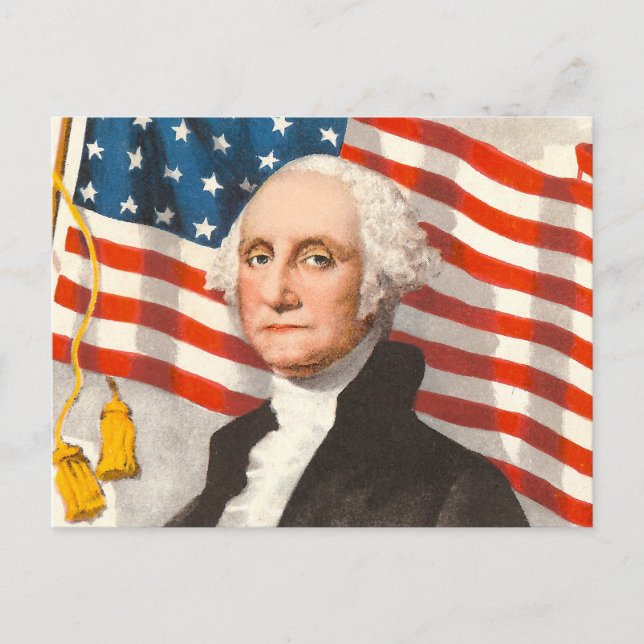 Carte Postale Drapeau américain patriotique George Washington 4  (Devant)