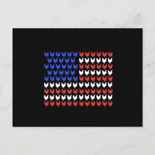 Carte Postale Drapeau américain poulets de ferme coq cadeau