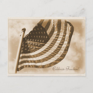 Carte Postale Drapeau américain Sepia Patriotic