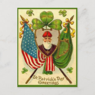 Carte Postale Drapeau américain vintage St Patrick Fête de la St