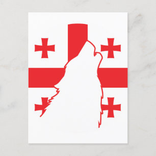 Carte Postale Drapeau animal national géorgien Wolf