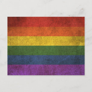 Carte Postale Drapeau arc-en-ciel vintage Gay pride en détresse
