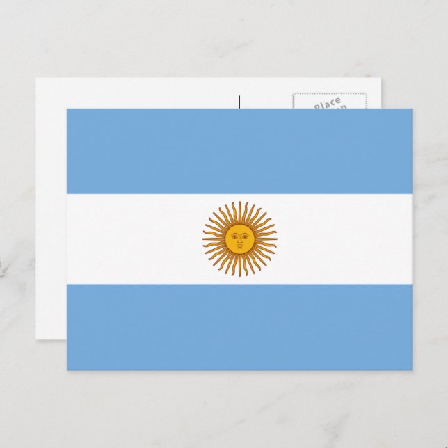 Carte Postale Drapeau argentin, Drapeau de l'Argentine (Devant / Derrière)