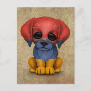 Carte Postale Drapeau arménien mignon Chien Chien Chien, Dur
