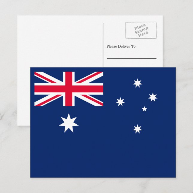 Carte Postale Drapeau australien, Drapeau de l'Australie (Devant / Derrière)