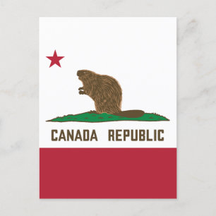 Carte Postale Drapeau Beaver Canada Republic California