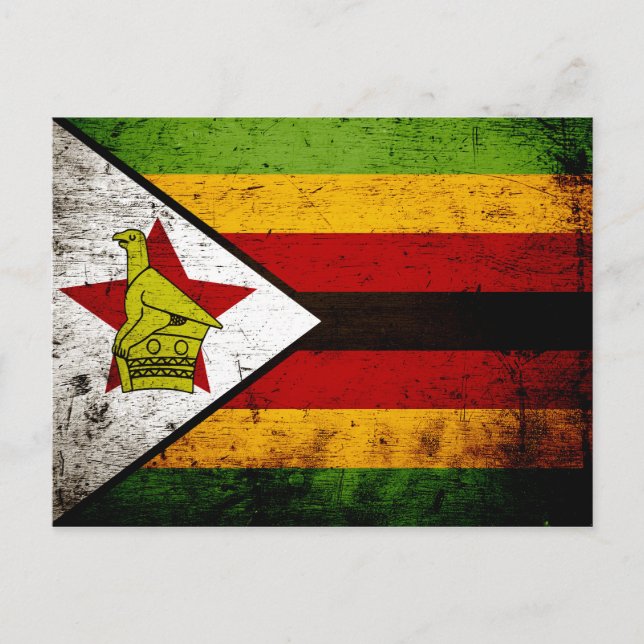 Carte Postale Drapeau Black Grunge Zimbabwe (Devant)