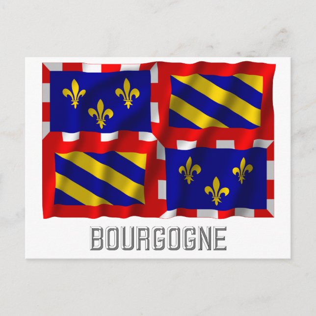 Carte Postale Drapeau bourgogne avec nom (Devant)