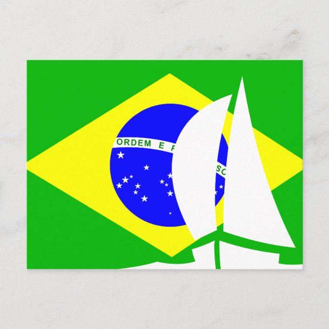 Carte Postale Drapeau brésilien Bateau à voile Brésil Nautique (Devant)