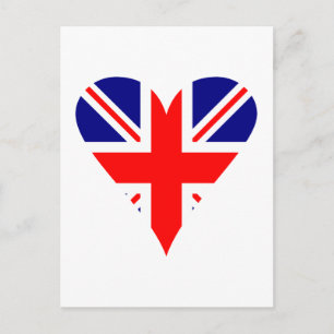 Carte Postale Drapeau britannique Cœur Funky