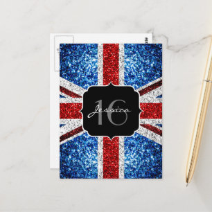 Carte Postale Drapeau britannique rouge blanc bleu étincelles ét
